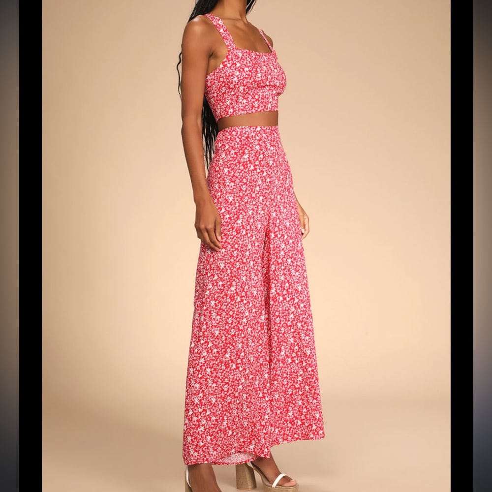 NWT lulus floral wide leg pants and tank set